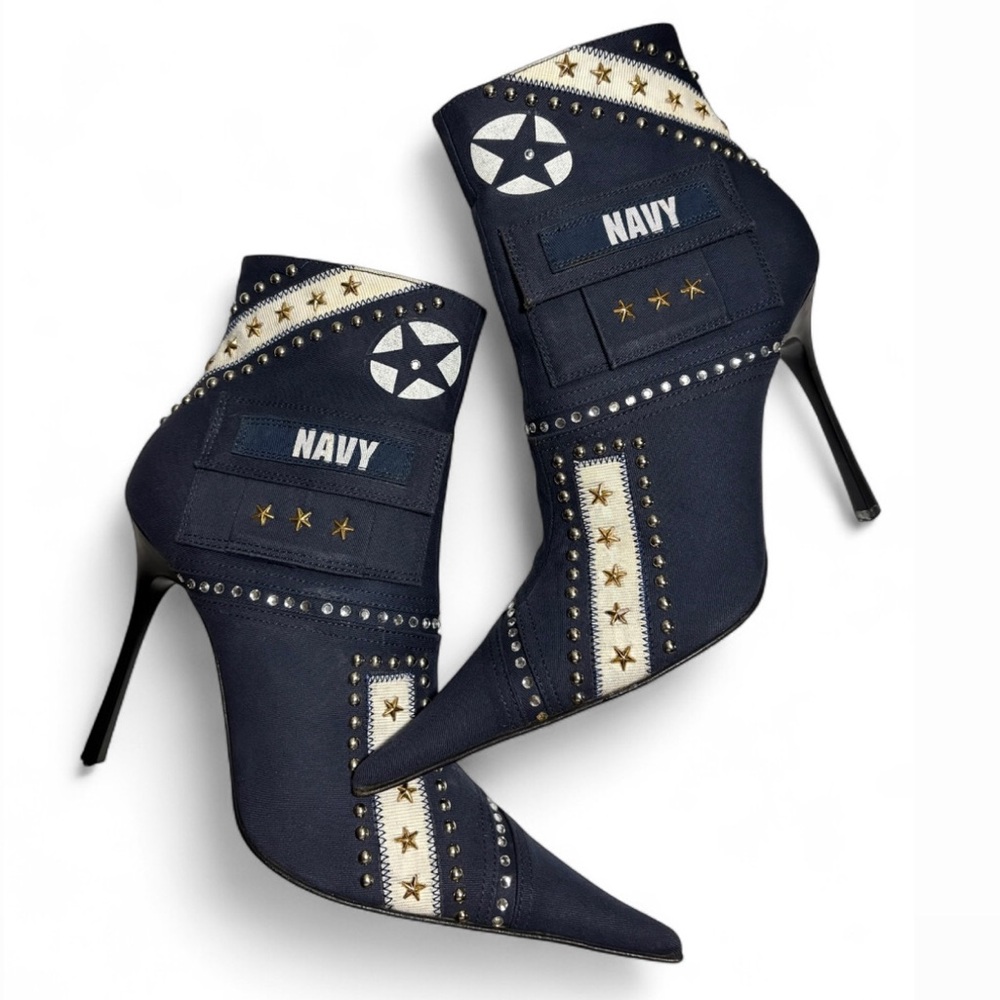 Gianmarco Lorenzi Dark Blue Heeled Boots